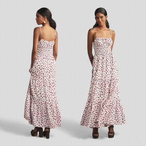 Anthropologie Ruffled Square Neck Sleeveless A-Line Maxi Dress Sz L Purple NEW